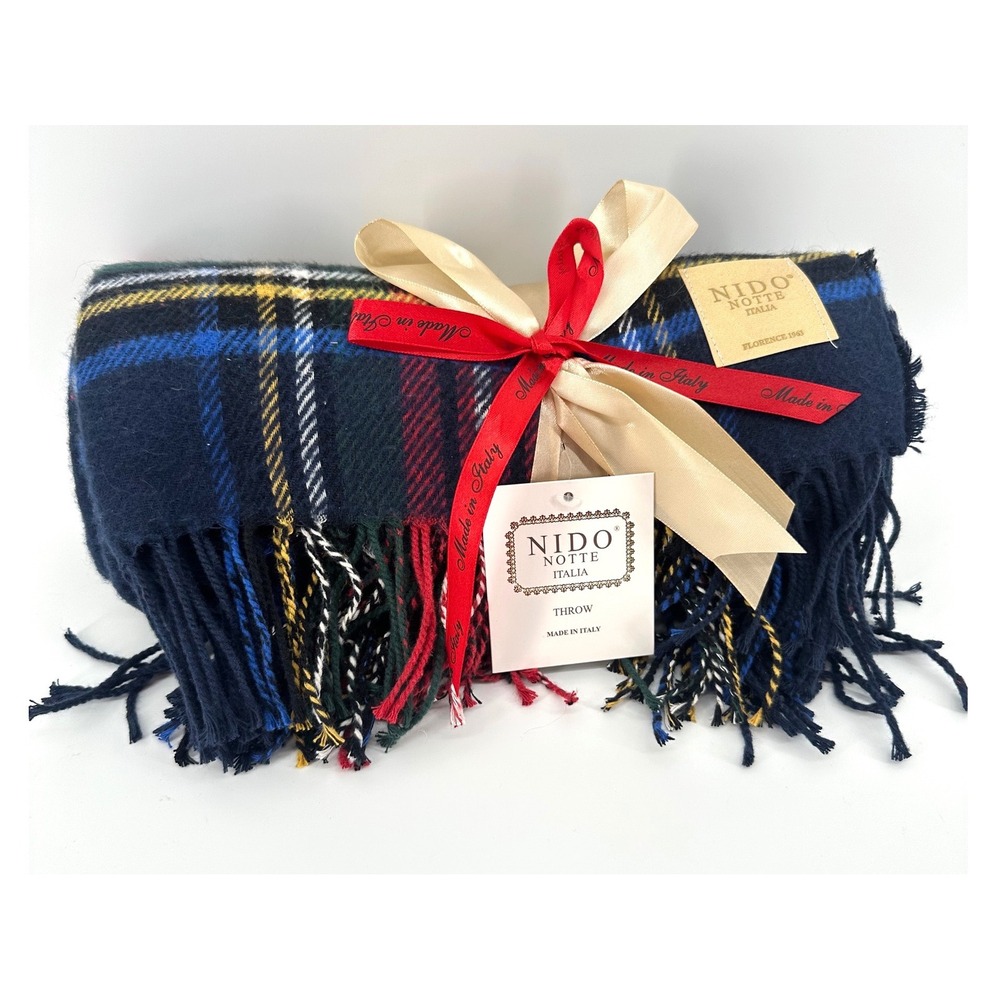Nido Notte Italia Plaid Throw Blanket Tartan Plaid Christmas Made in Italy 51x67